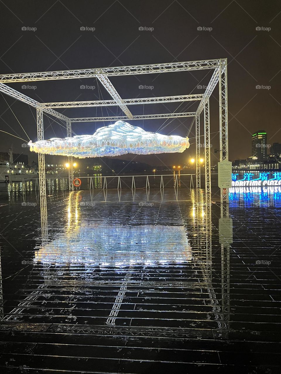 Raindrop installation art in maritime plaza keelung