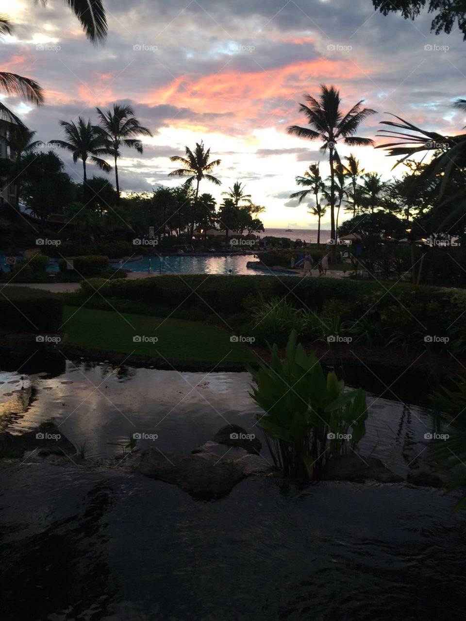 Hawaiian resort sunset
