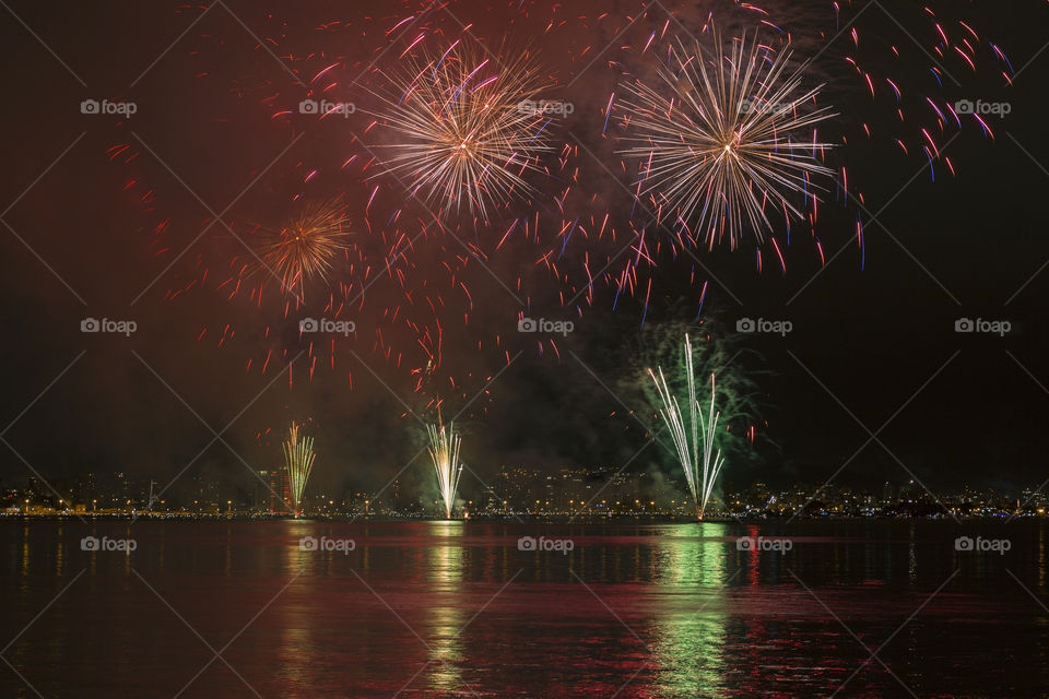 Fireworks in Florianopolis Santa Catarina Brazil.