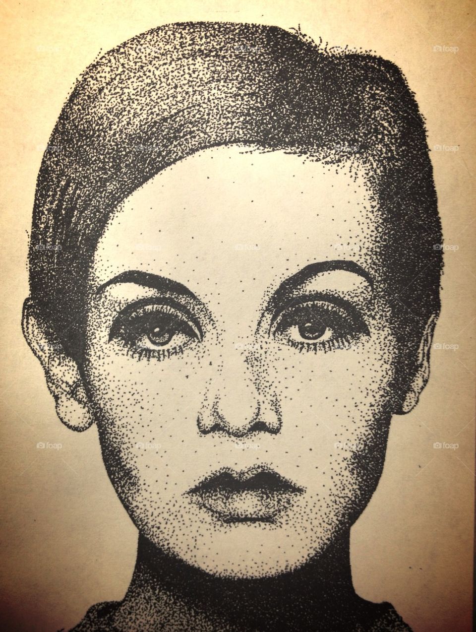 Stipple of Twiggy. By: Skye Sampels