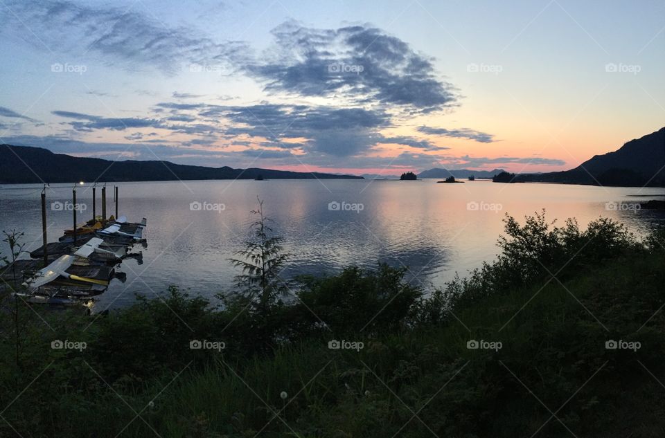 Float Planes at Sunset. Float planes at sunset in Ketchikan Alaska