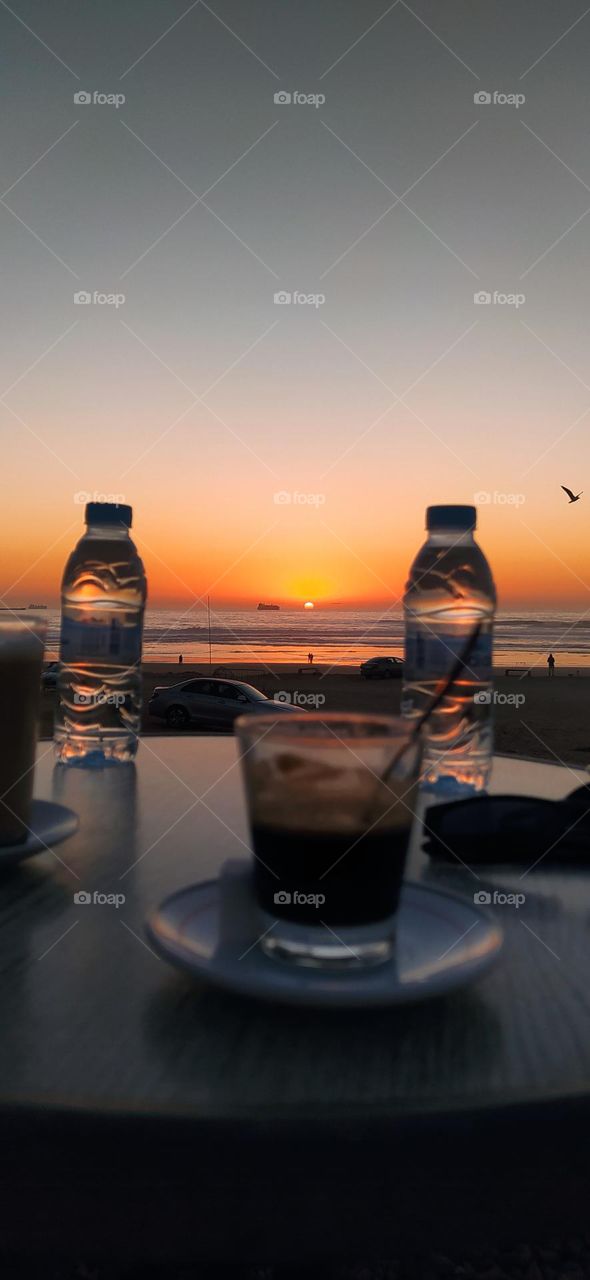 great view at sunset in the beach