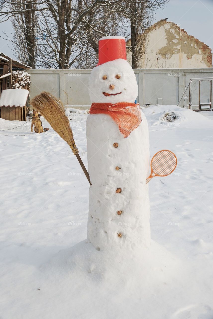 Snowman in the garden