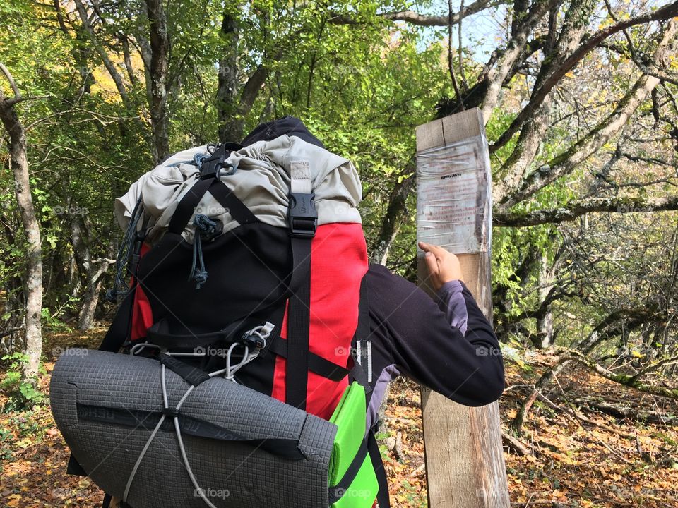 Travel backpackwhile hiking