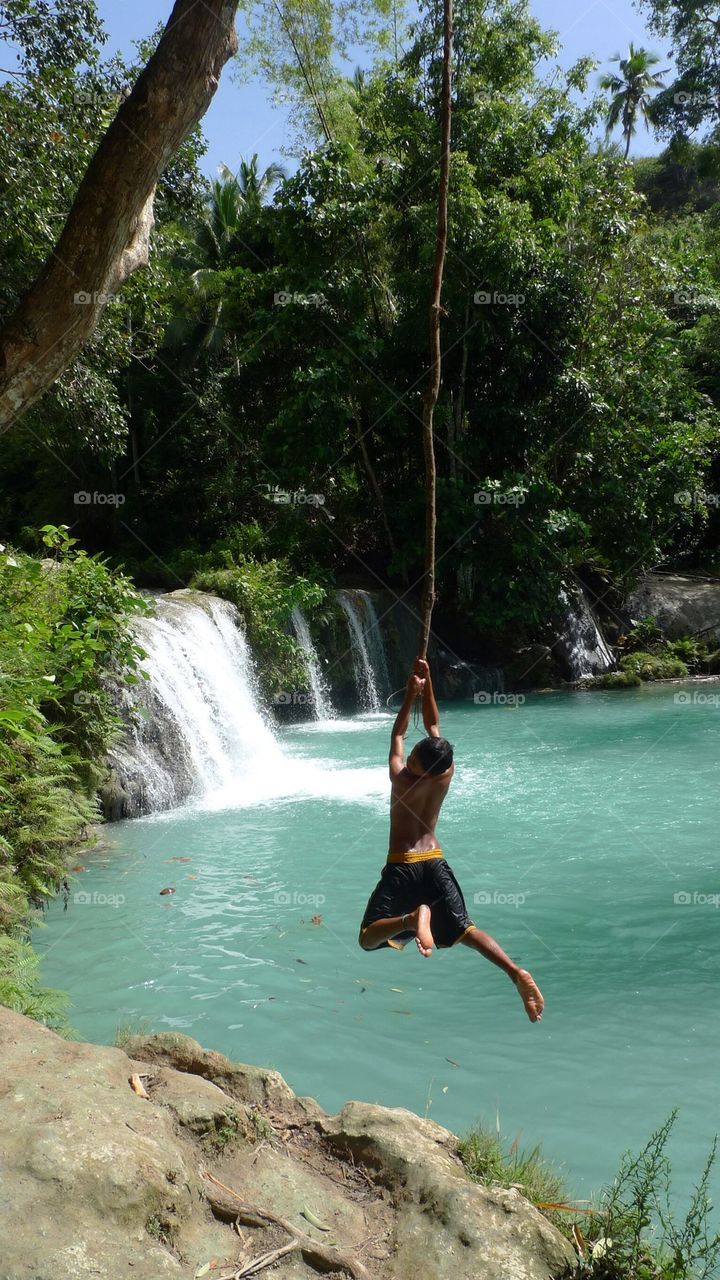 Swinging into a lake