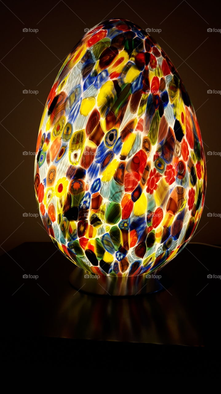 Art work on the glass/ bed side lamp / Multi colors