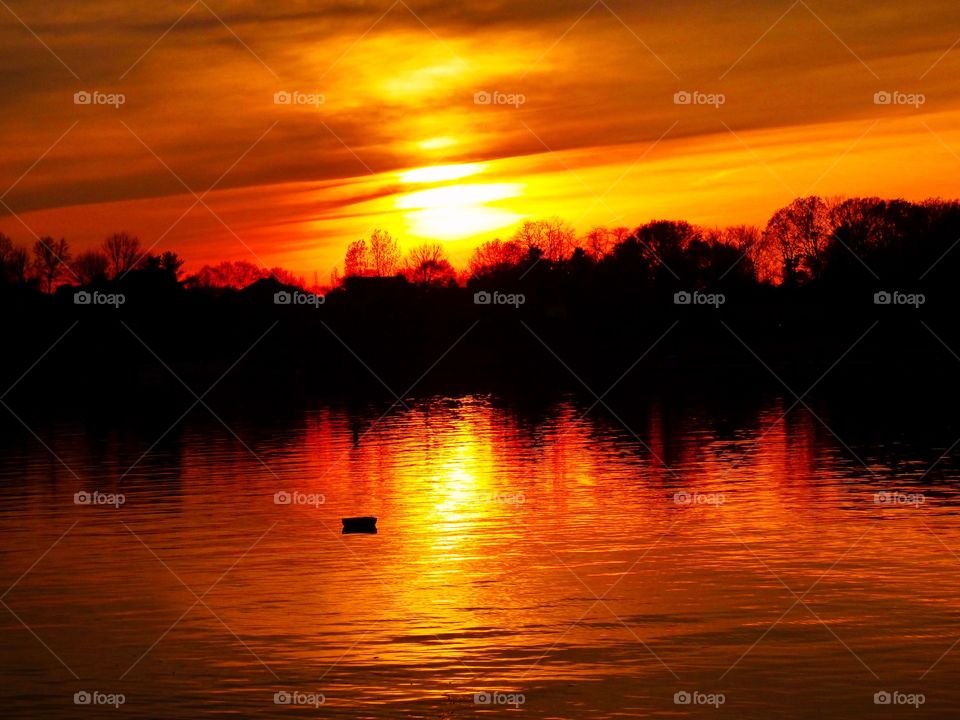 Beautiful lake and a beautiful sunset in Indiana 