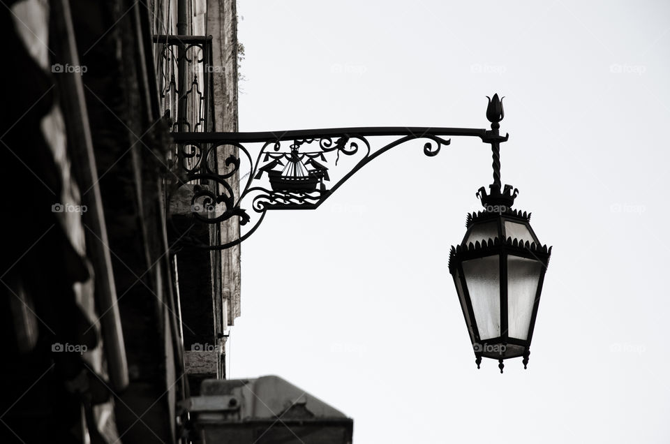 Street lamp with a boat pattern in Lisbon