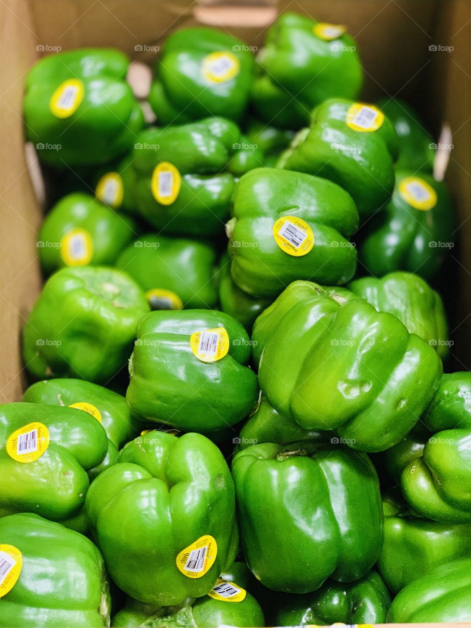 Org green peppers unwrapped 