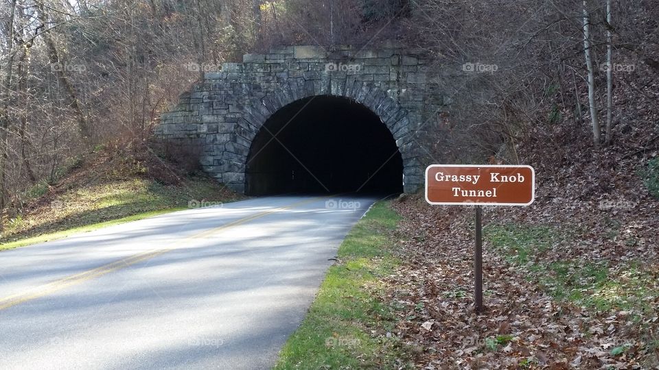 Grassy knob..tunnel. driving on Blue Ridge pkwy  beautiful tunnel