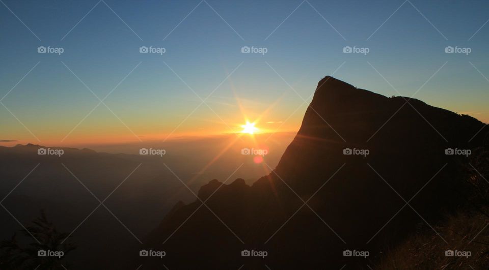 sunrise view in the top of the mountain