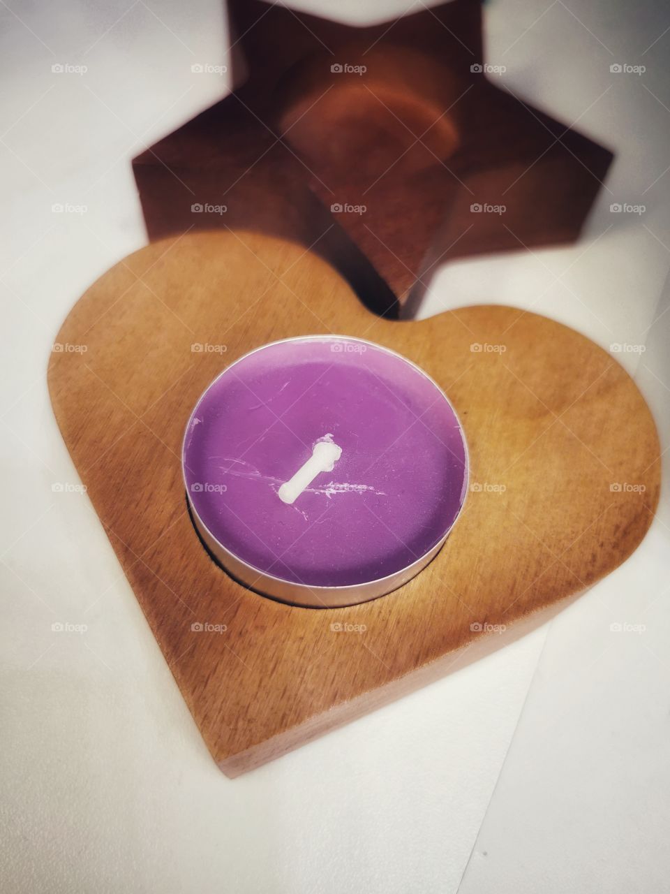 Candle violet cute view table day part yellow heart