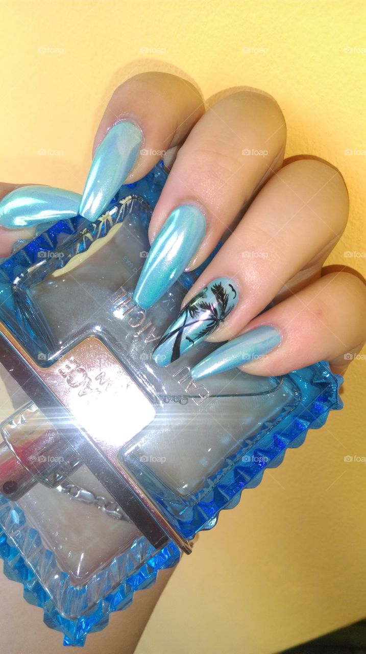 Blue lagoon nail design