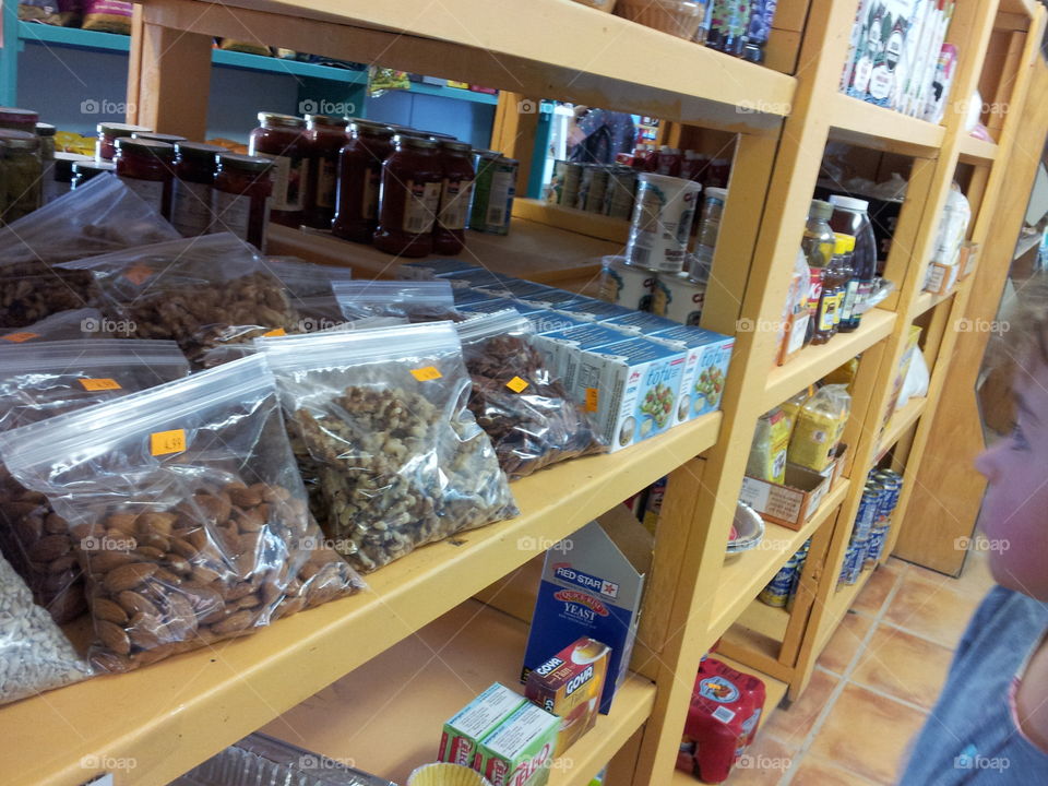 Rural Store Shelf. I was out for a drive in rural New Mexico and found this shelf filed with local nuts and boxed products.  