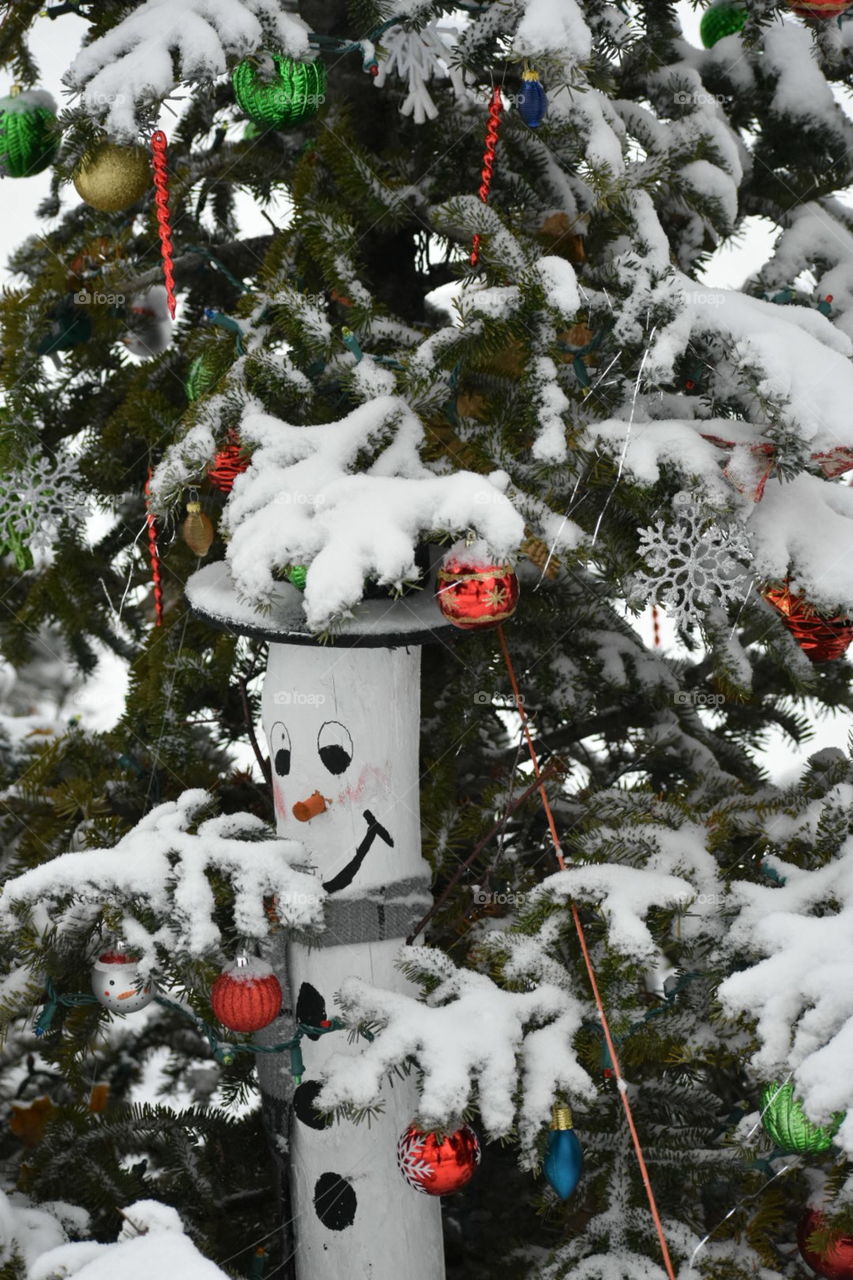 snowman in the tree