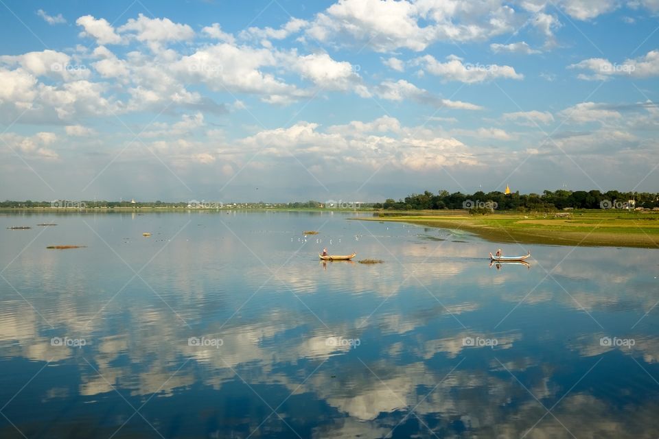 Clouds reflecting on lake