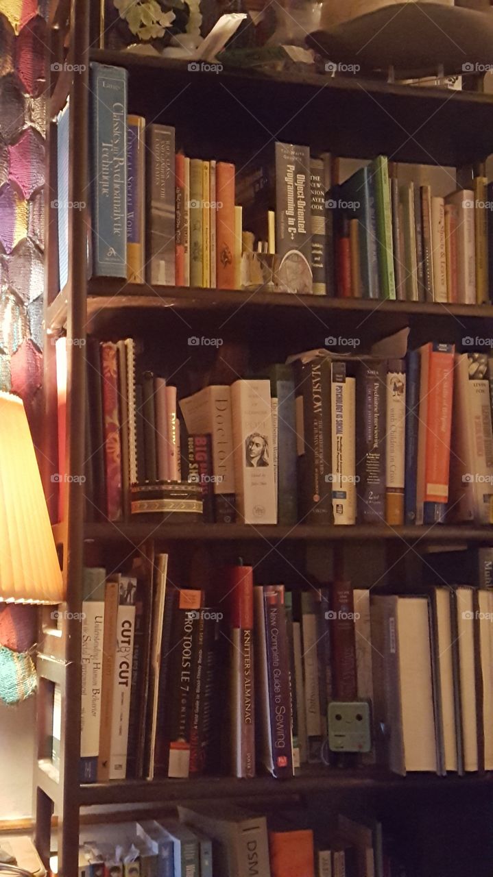 Warm bookshelf