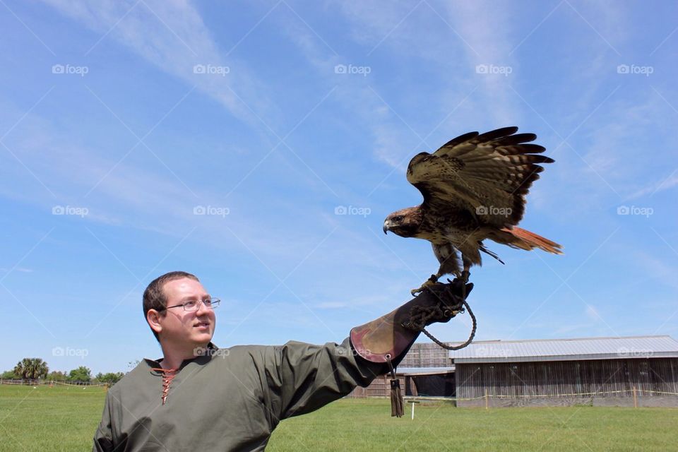 Falconer and his falcon