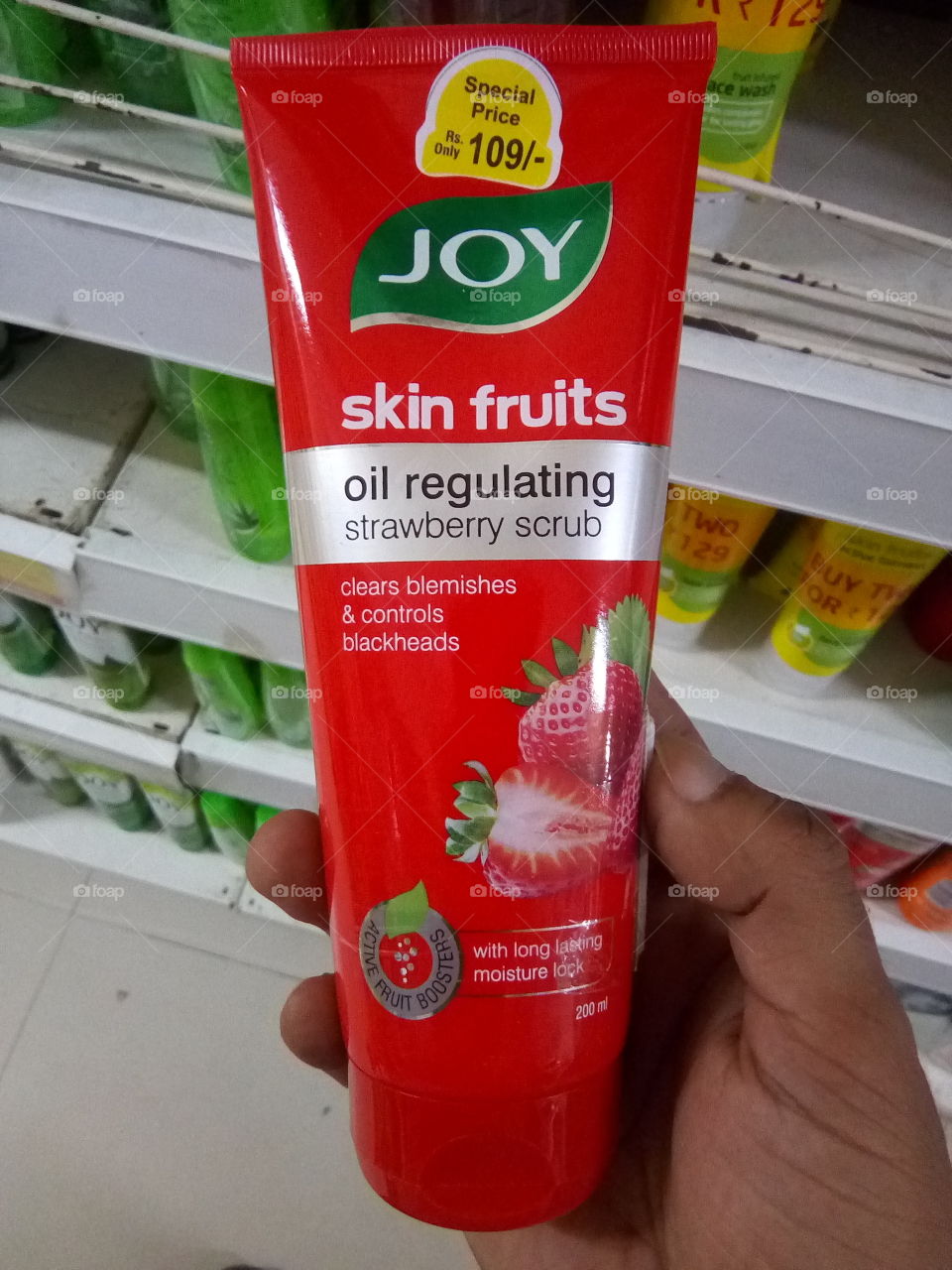 JOY skin fruits oil regulating strawberry scrub.