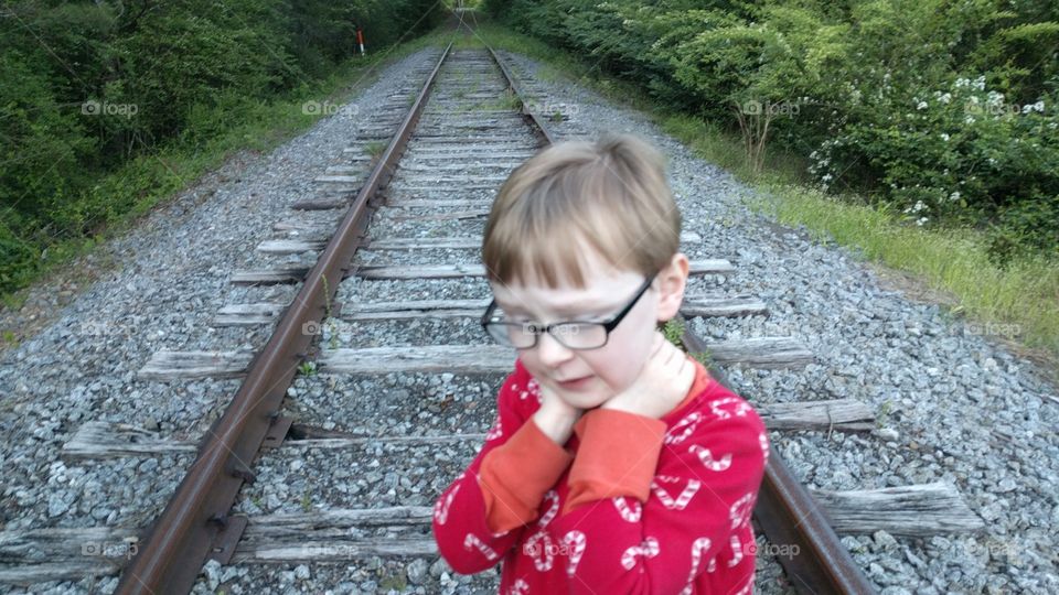 River is a very sensitive boy. Sensitive in the "gets feelings hurt easily" sense as well as in the "perceptive" sense. 
Sometimes he is more sad than a little one should be. Sometimes he pauses to think a sad thought on an abandoned rail line in Cherry Log,