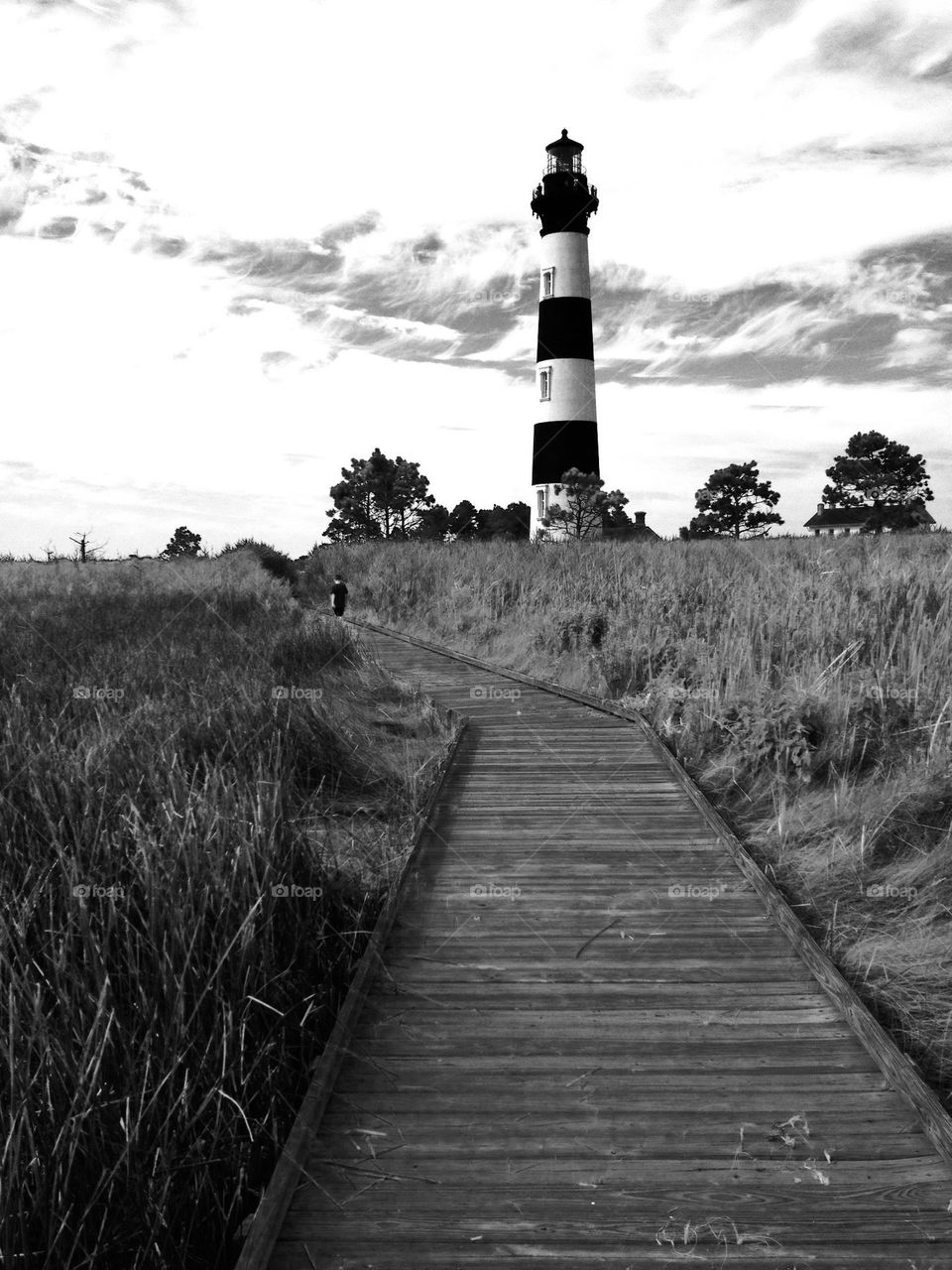 The Bodie Lighthouse, Outer Banks, North Carolina, USA captured in black and white 