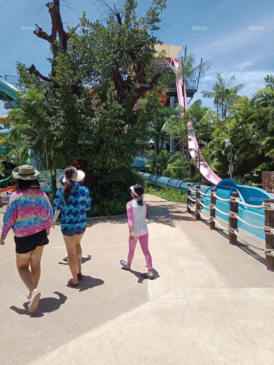 Tourists in waterpark
