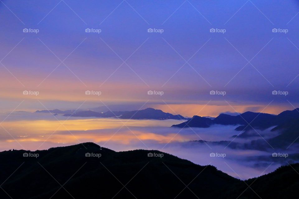 Beautiful mountain and sea of clouds scenery