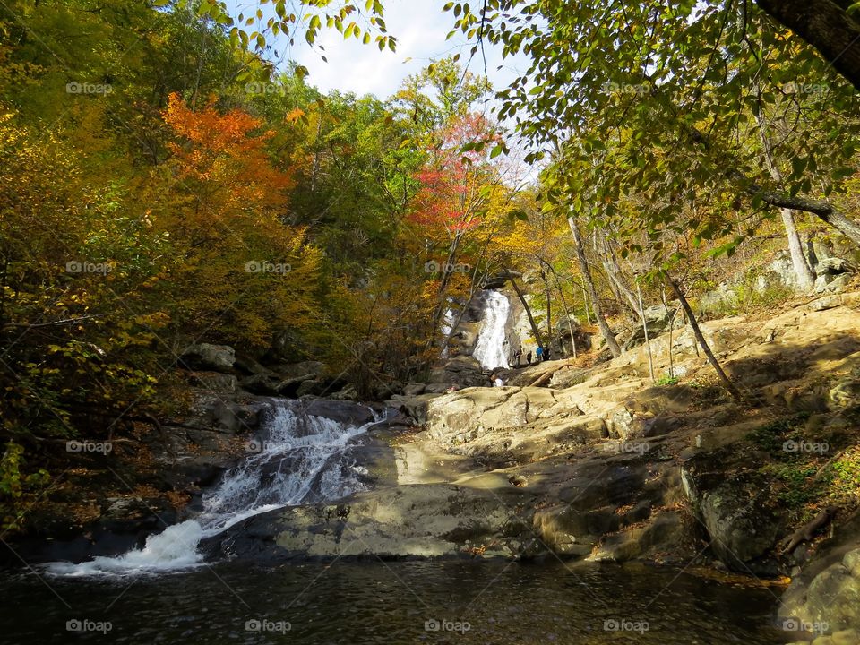 Waterfall in the forest at Autumn.