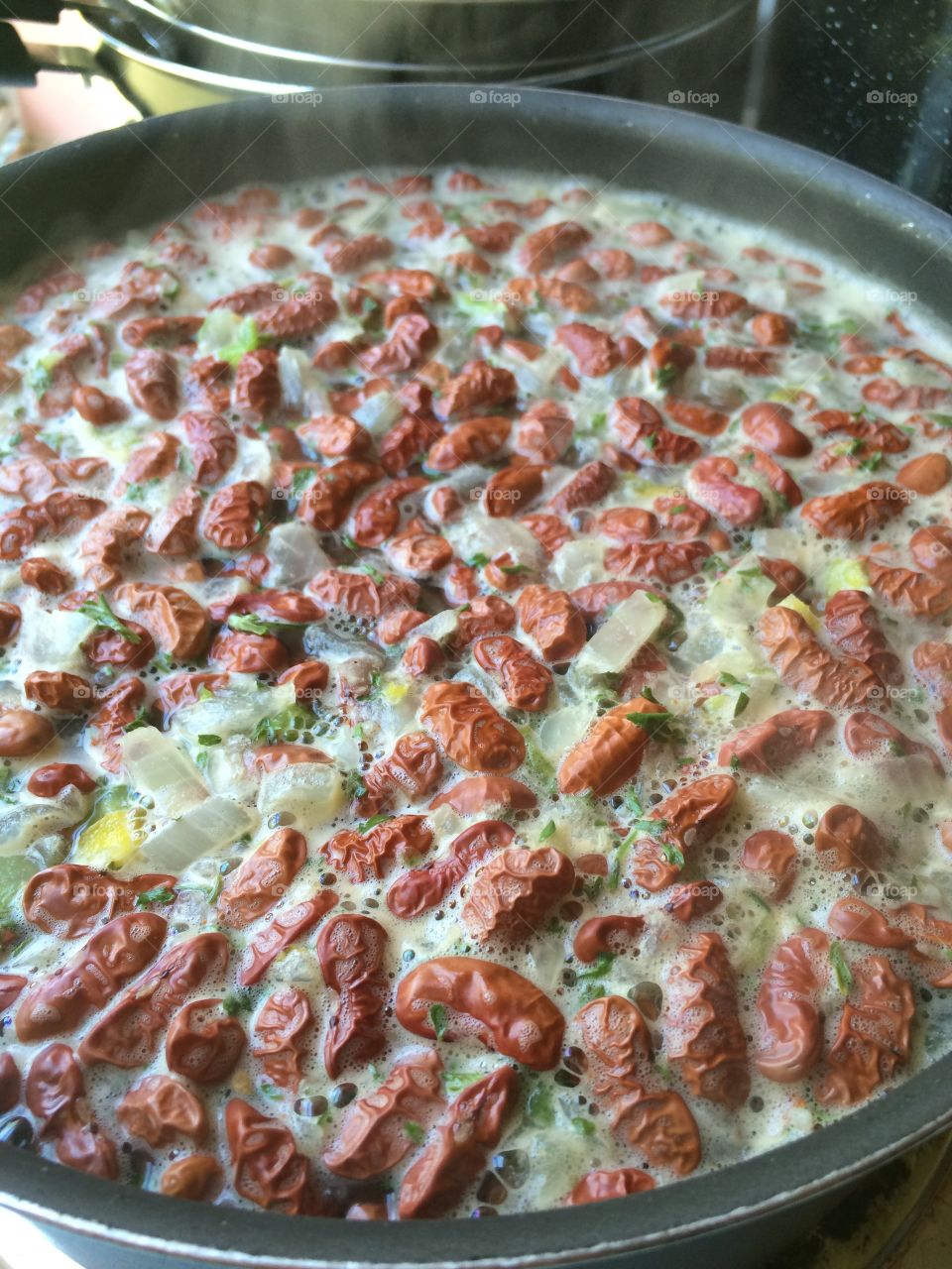 Louisiana red beans in the making. 