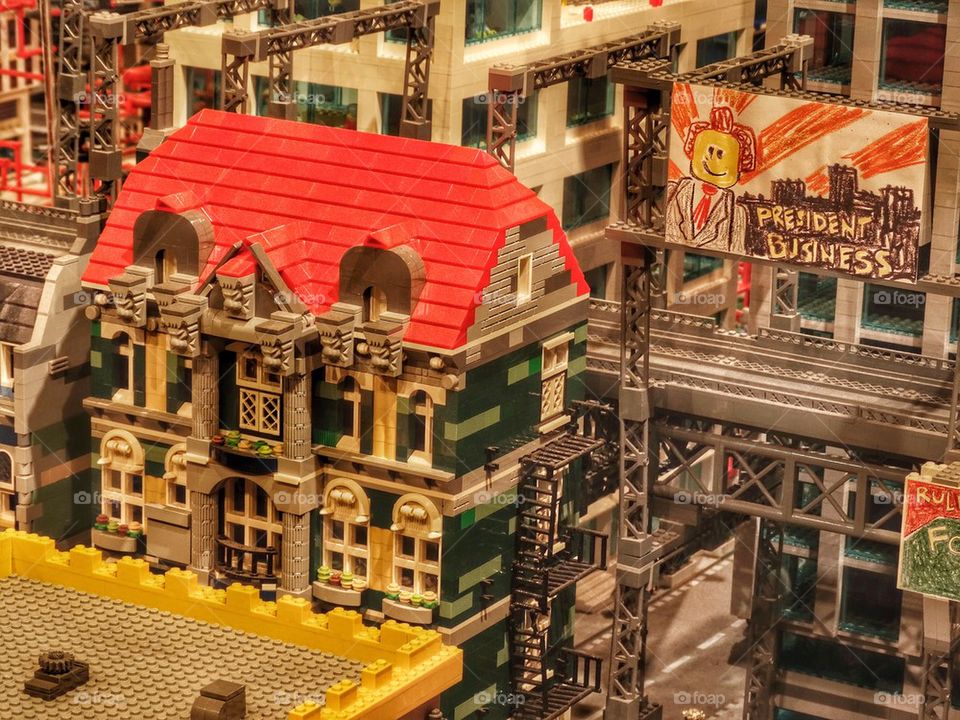 Lego City Diorama. Plastic Model Of Urban Scene
