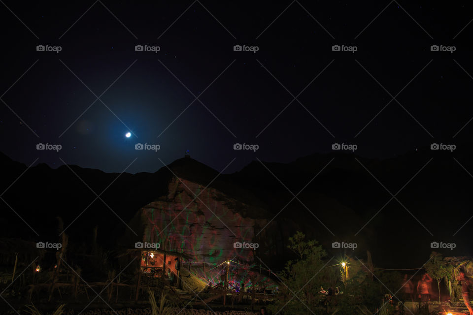 Night photography, mountain and stars