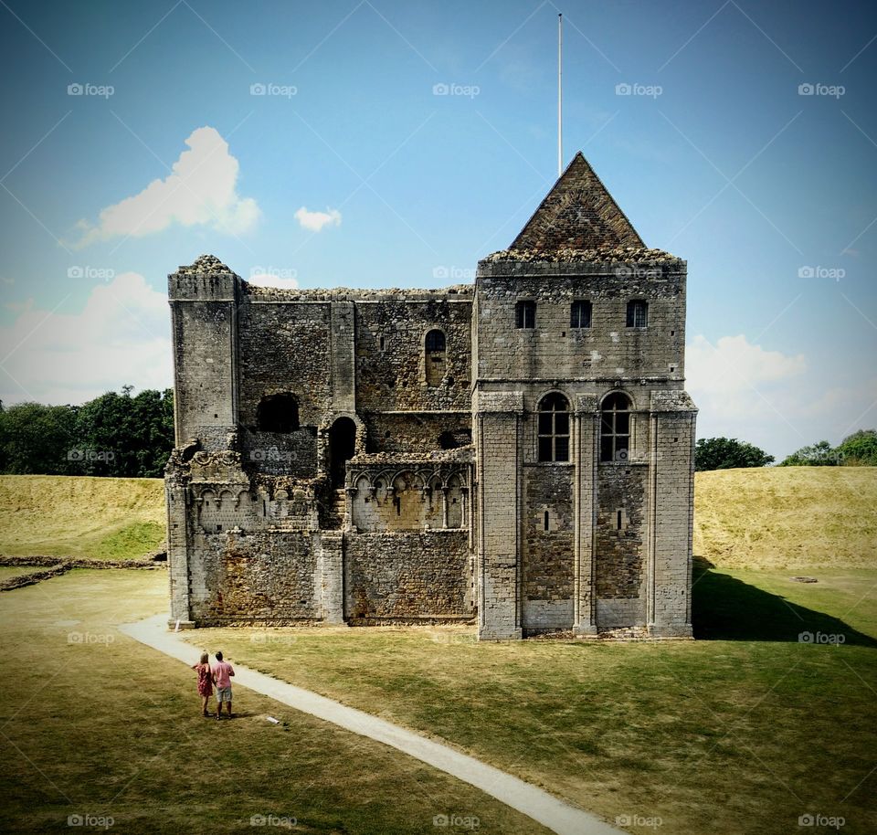 Medieval castle ruins in Castle Rising, Norfolk, England