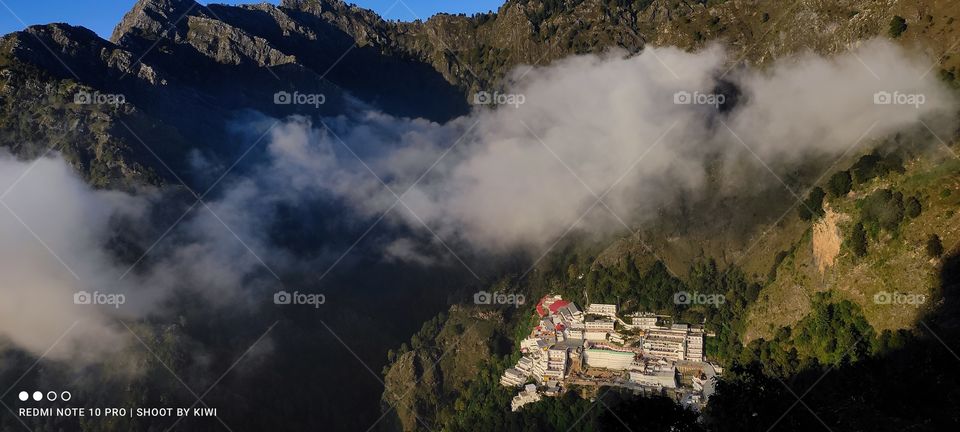 I captured this photograph while going thought helicopter
this is the view of vaishnodevi temple situated in india
