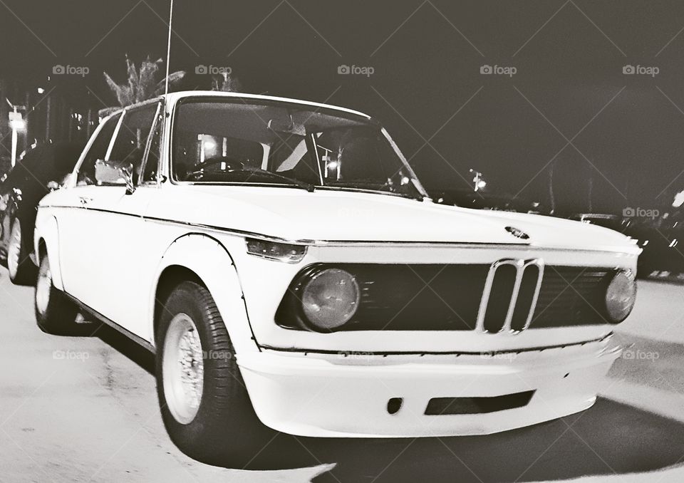 retro vintage classic black and white BMW car