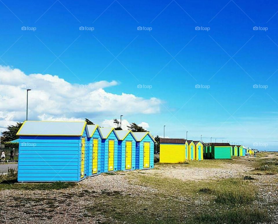 Beach huts. Littlehampton, UK...