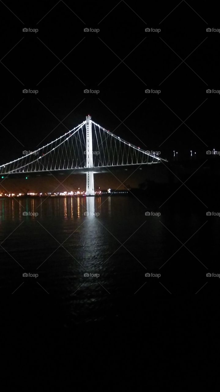 bay bridge at night