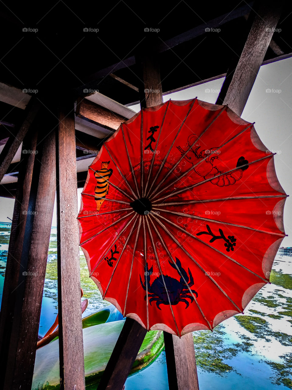 red paper umbrella