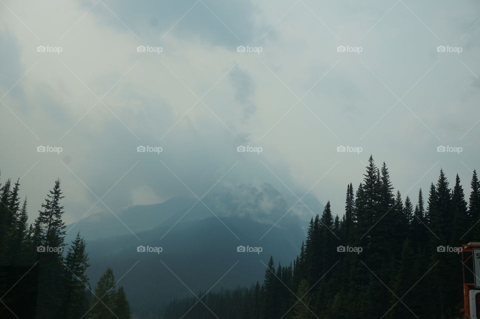 Smoky haze over mountains 