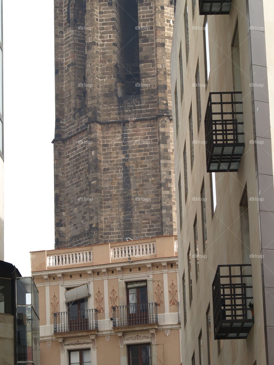 Buildings from different ages and styles in a Barcelona's street