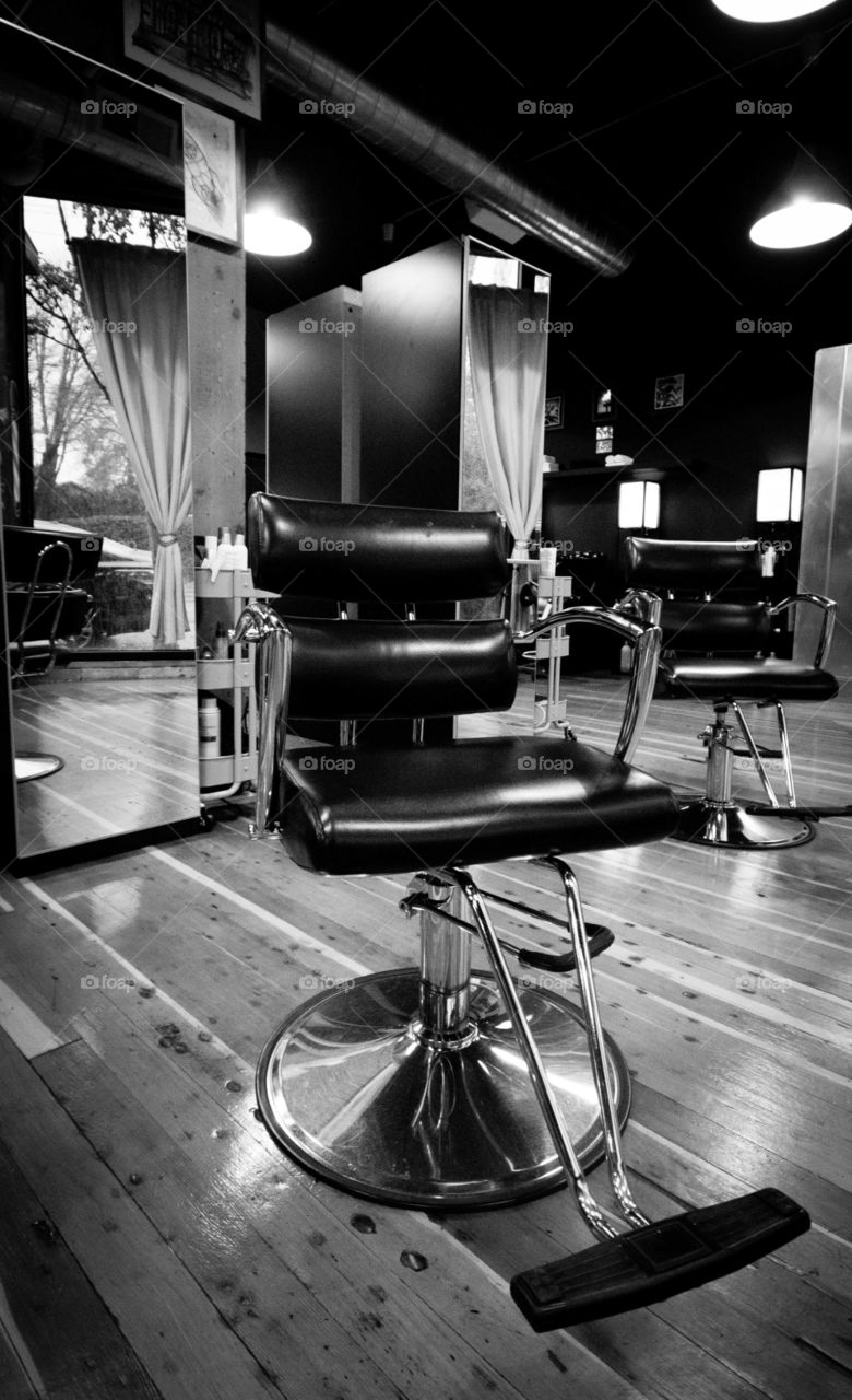 Barber chair. Getting my haircut and taking photos