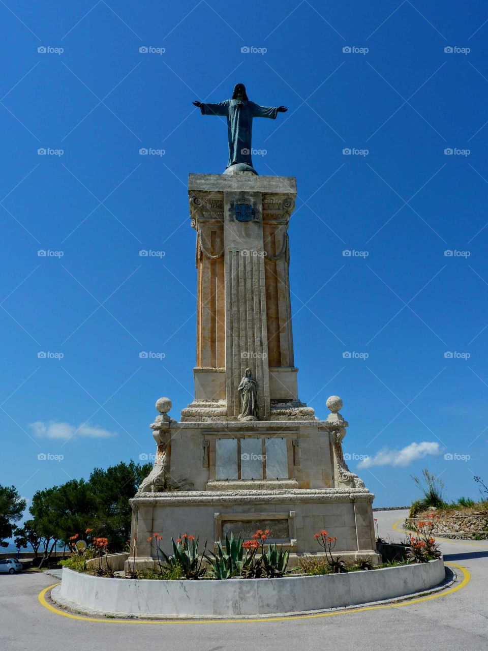Statue at  Monte Toro, highest point of Minorca.  Spain. baleares