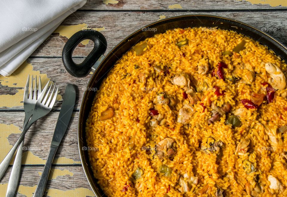 Rabbit and vegetable paella