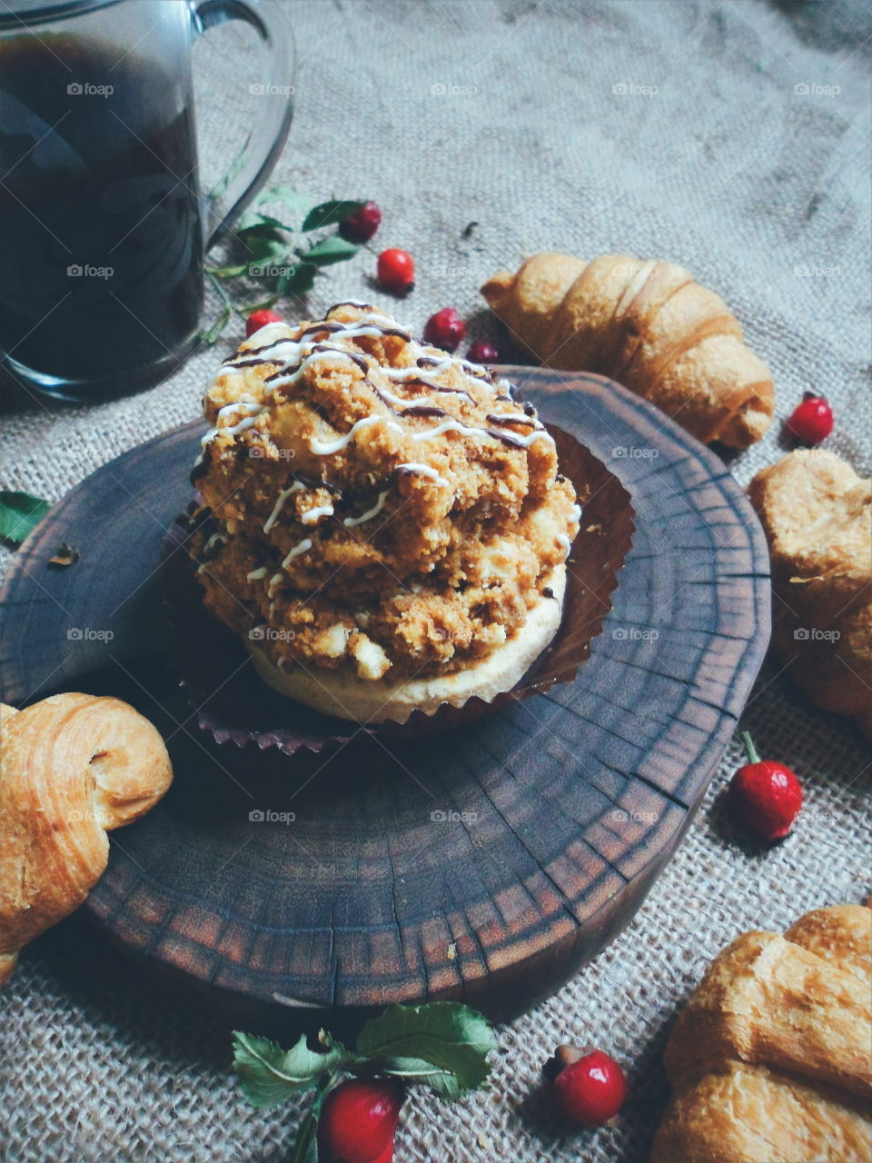 homemade croissants and cake