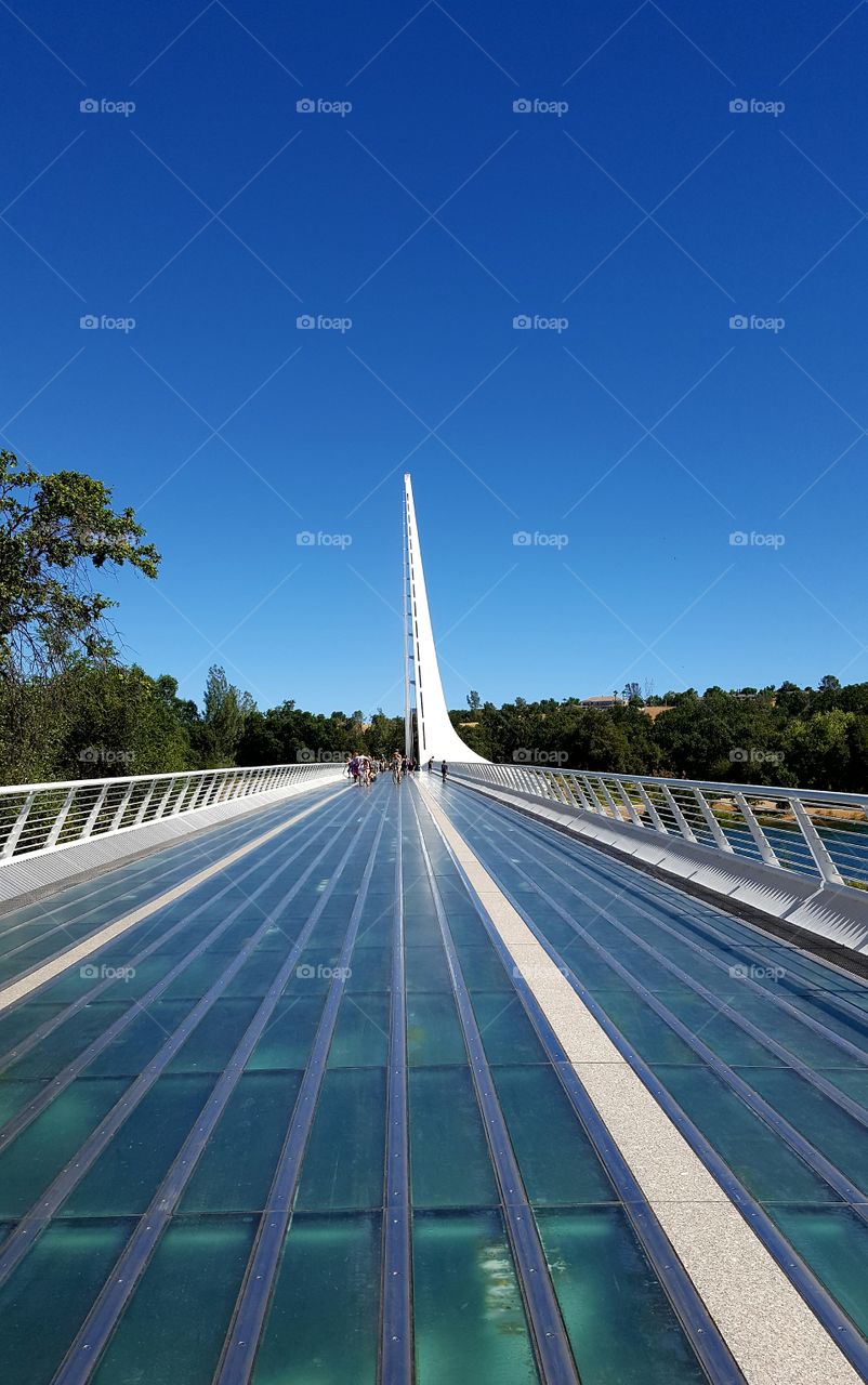 this photo was taken in Redding Ca. This is the Sundial Bridge. This photo was taken the in July 2018 a few weeks before a major fire hit the area.