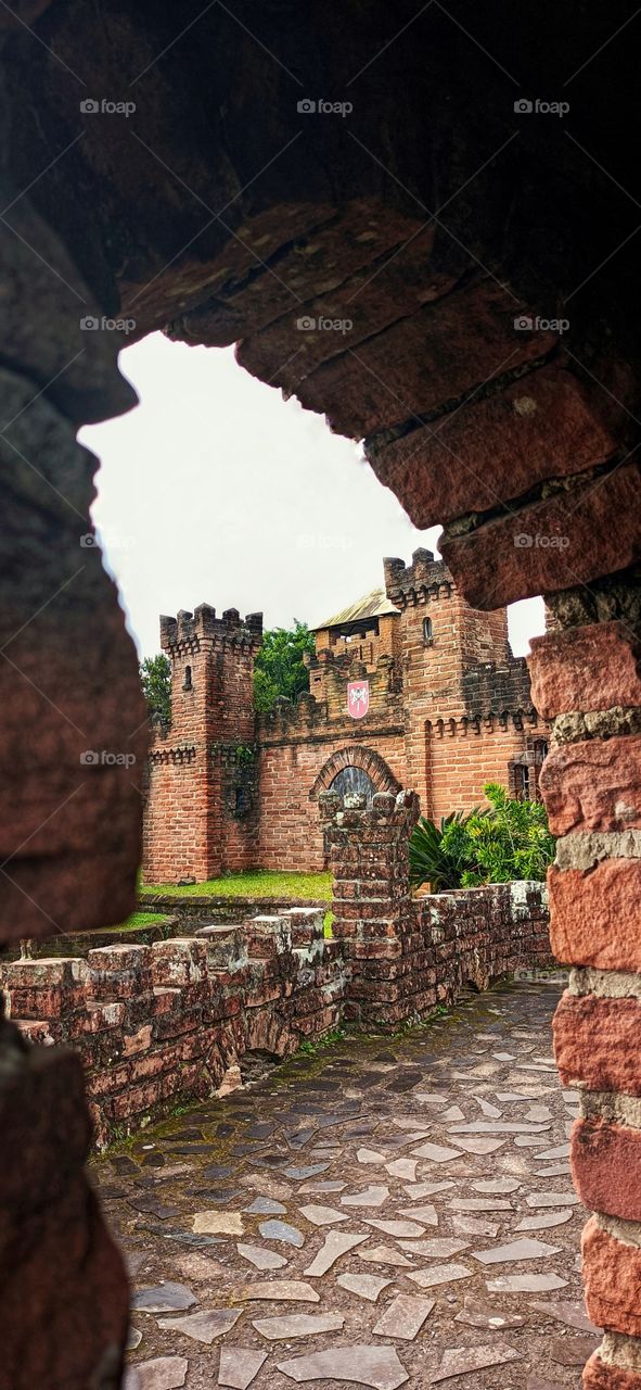 Castle seen through the guardhouse window