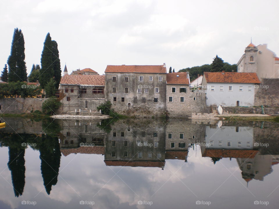 Houses reflection on the water