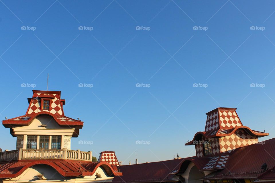 Unusual roofs of the old market in Belgrade