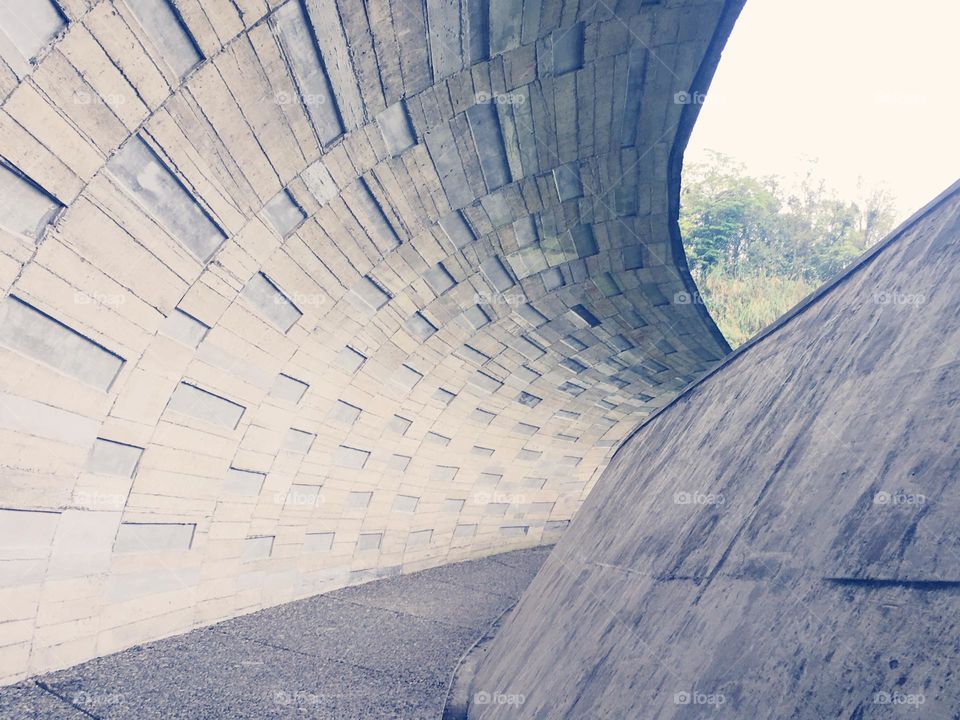 Steep grey wall architecture 