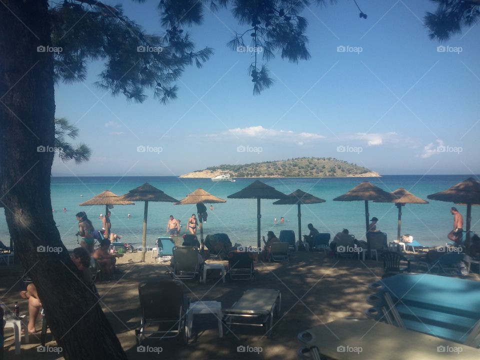 View to the beach from shadow