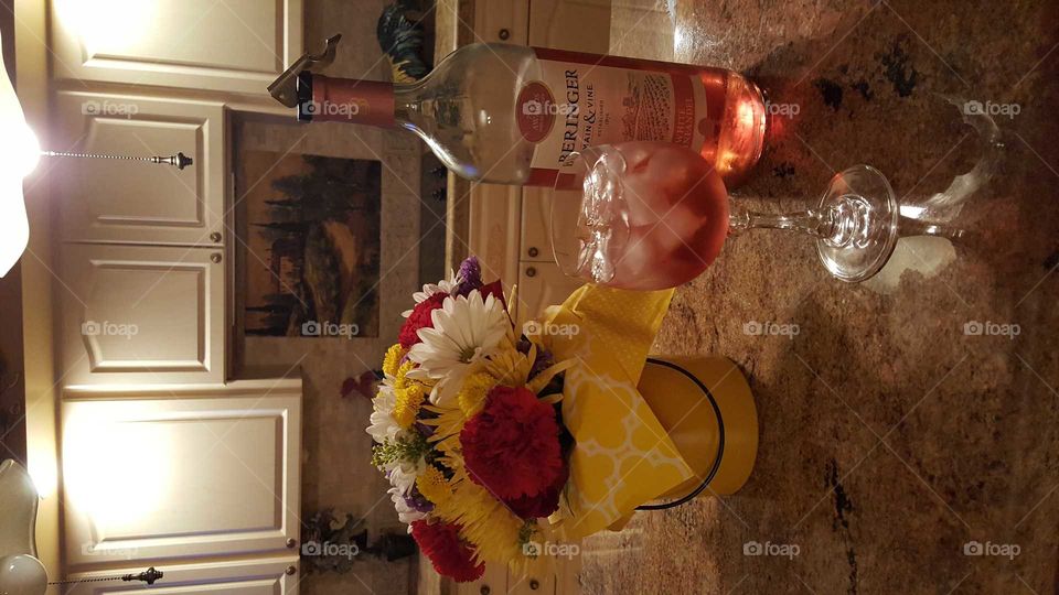 Wine and flowers